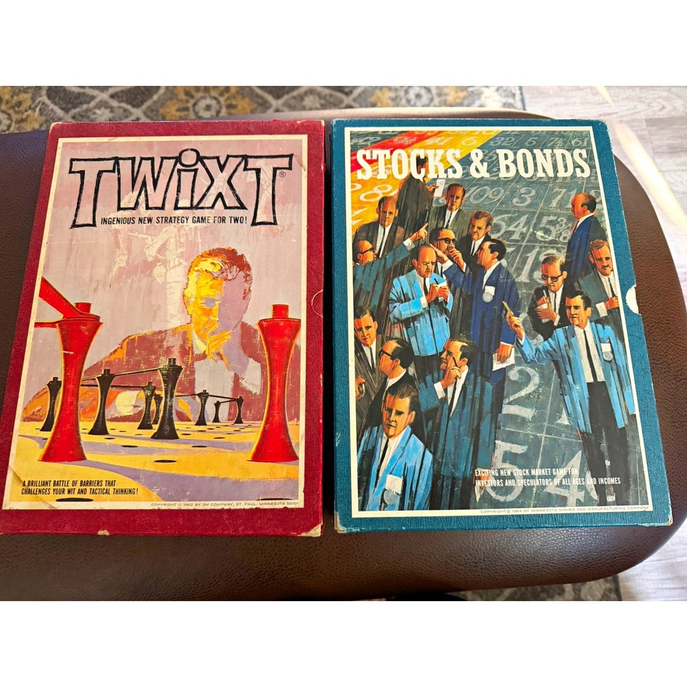 VINTAGE Early 1960's Twixt And Stocks & Bonds Board Games Ages 8+